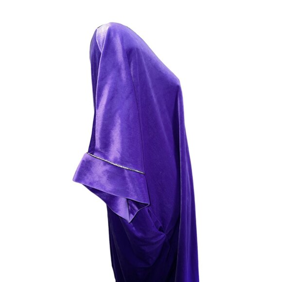 Vintage CocoBay Velvet Metallic VNeck Lounging Casual Dress Sz One Size Plus Pur - Picture 11 of 12